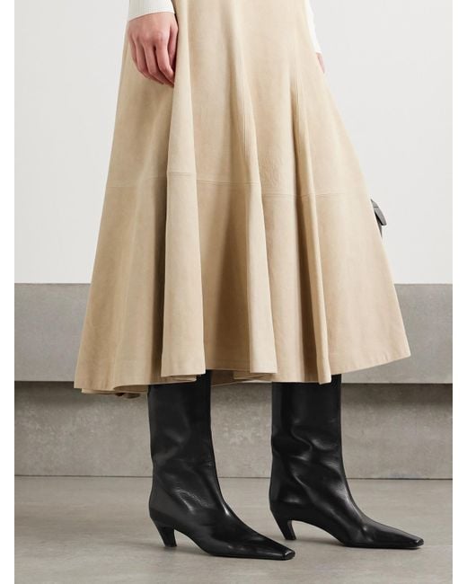 Khaite Black Davis Leather Knee Boots