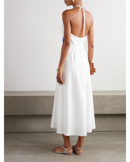 Themis Z White Leucothea Neckholder-Midikleid Aus Baumwollpopeline Mit Flockprints