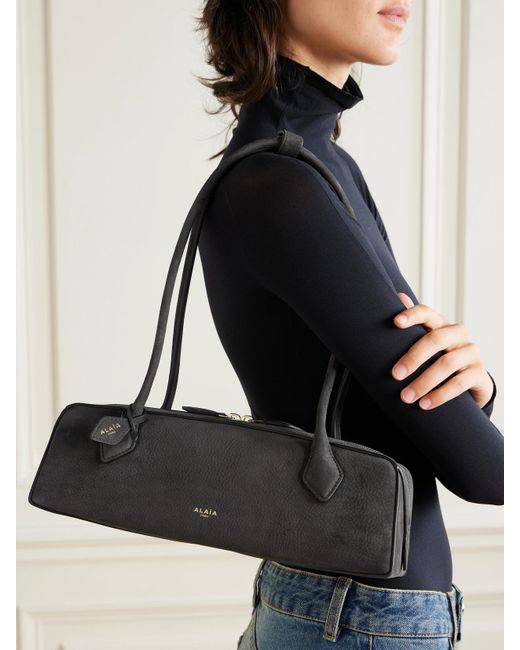 Alaïa White Le Teckel Medium Nubuck Shoulder Bag
