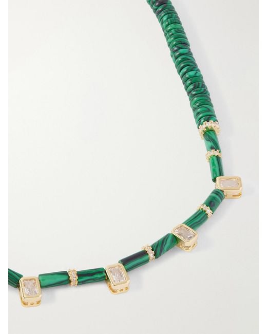 Joolz by Martha Calvo Green Plated, Malachite And Crystal Necklace