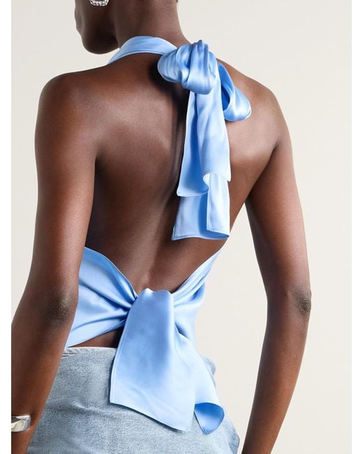 Magda Butrym Blue Neckholder-Oberteil Aus Seidensatin