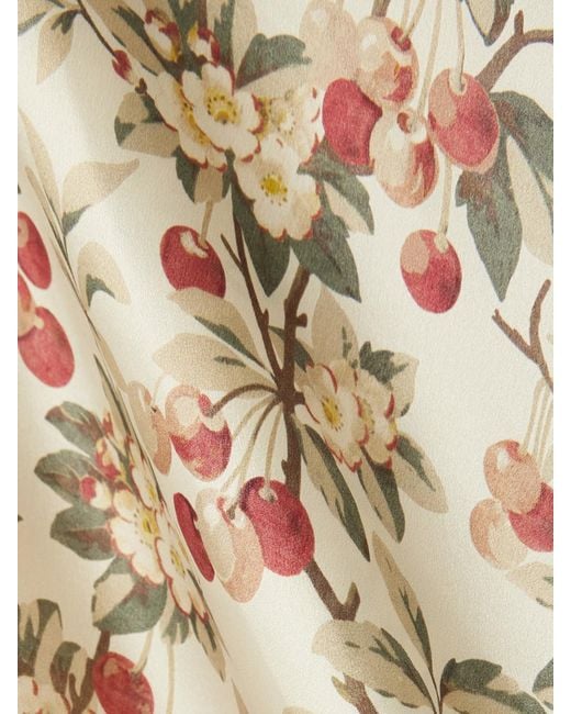 Doen Natural Fiona Lace-Trimmed Floral-Print Silk-Satin Midi Dress