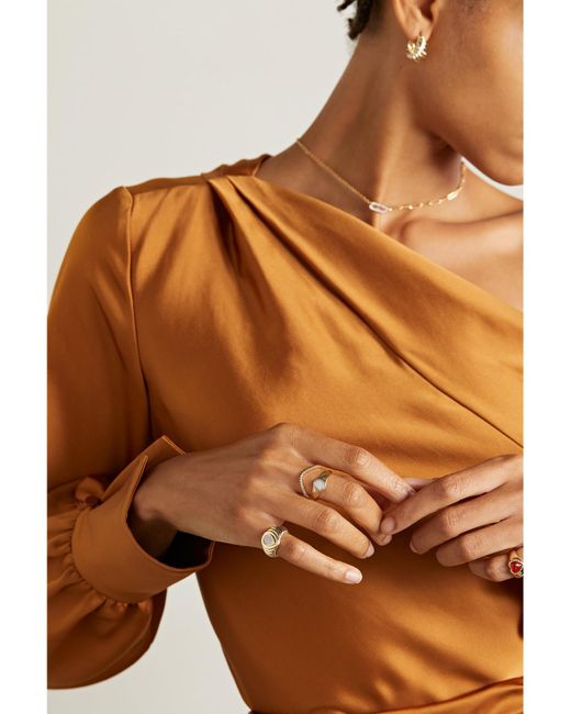 Yvonne Léon Metallic Mini 9-Karat Diamond Signet Ring