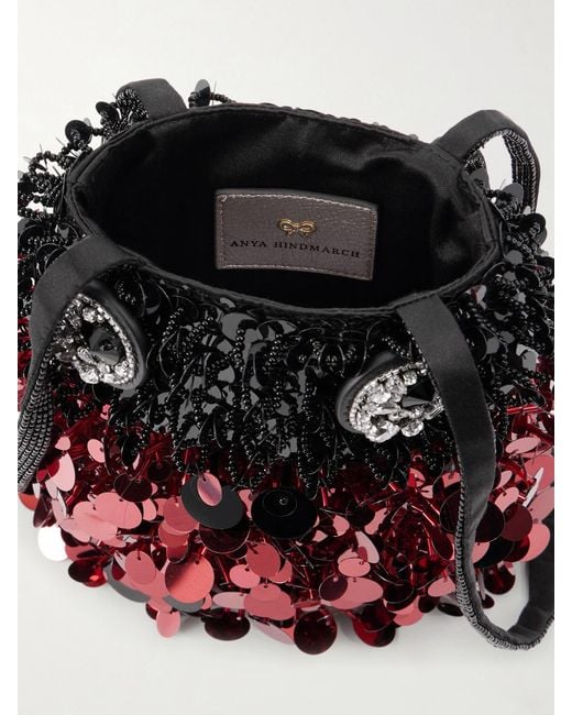 Anya Hindmarch Red Ladybird Sequined Satin Mini Bag
