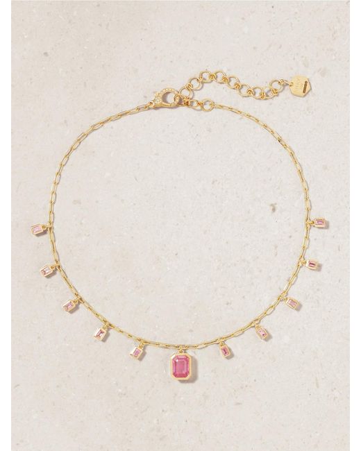 SHAY Natural 18-Karat Rose, Sapphire And Diamond Necklace