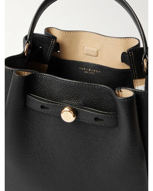 Tory Burch Black Romy Textured-Leather Shoulder Bag