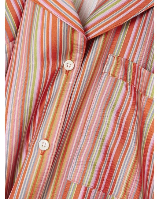 Comme Si Pink Striped Silk-Twill Shirt