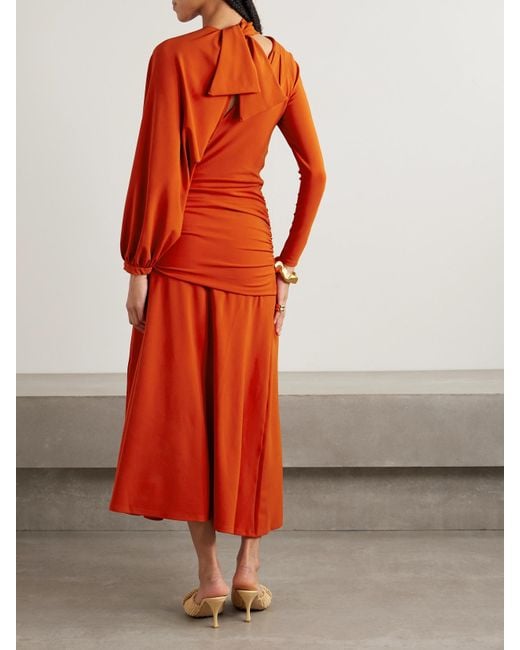 Johanna Ortiz Red Inspiring Hearts Wandelbares Asymmetrisches Maxikleid Aus Stretch-Jersey Mit Raffungen