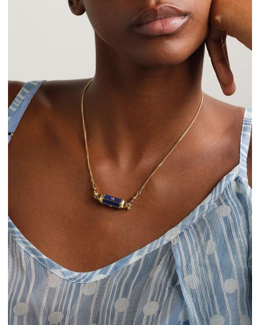 Marie Lichtenberg Natural Baby Locket 18-Karat, Lapis Lazuli And Ruby Necklace
