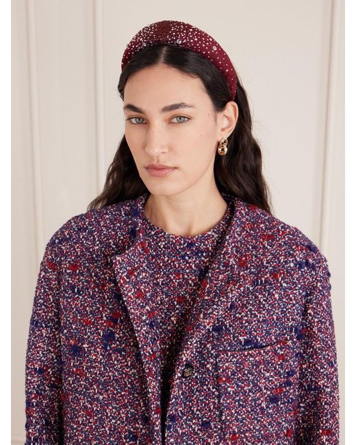Serre-Tête En Jacquard De Coton Mélangé Rembourré À Cristaux Ruth Gucci en coloris Red