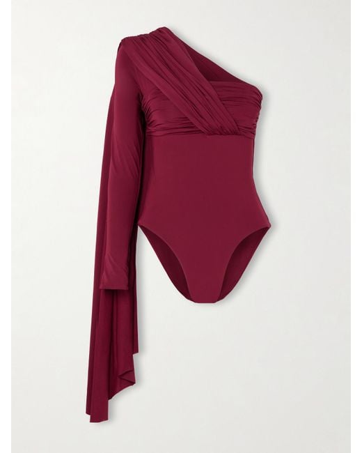 Maygel Coronel Red Vionnet Asymmetrischer Body Aus Stretch-Jersey Mit Raffungen