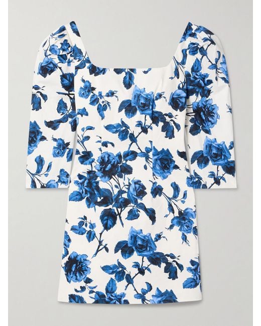 Cara Cara Blue Belinda Floral-Print Cotton-Blend Mini Dress