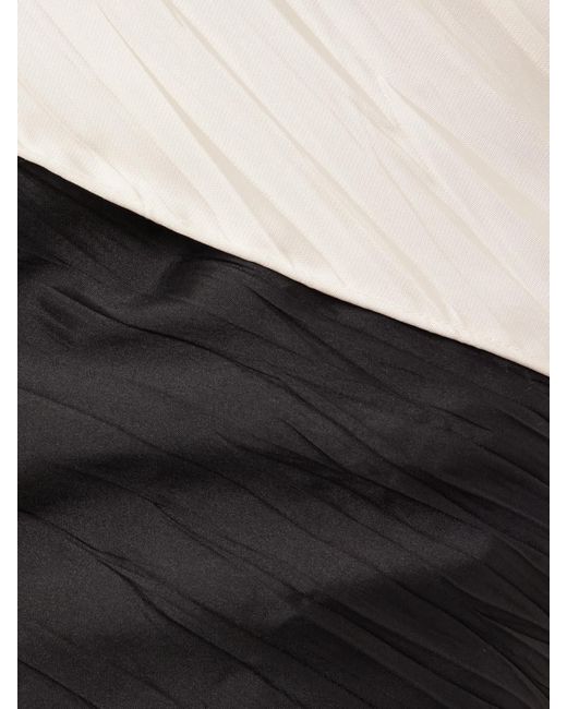Marmar Halim White Off-The-Shoulder Pleated Two-Tone Mikado And Taffeta Gown