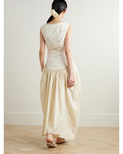 Abadia Natural Ora Midikleid Aus Gerafftem Jersey Und Popeline Aus Einer Tencel-Lyocell-Baumwollmischung