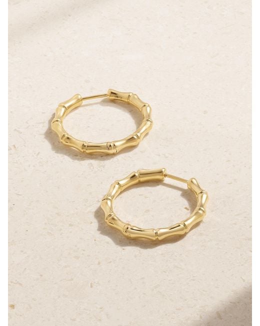 Anita Ko Natural Bamboo 18-Karat Hoop Earrings