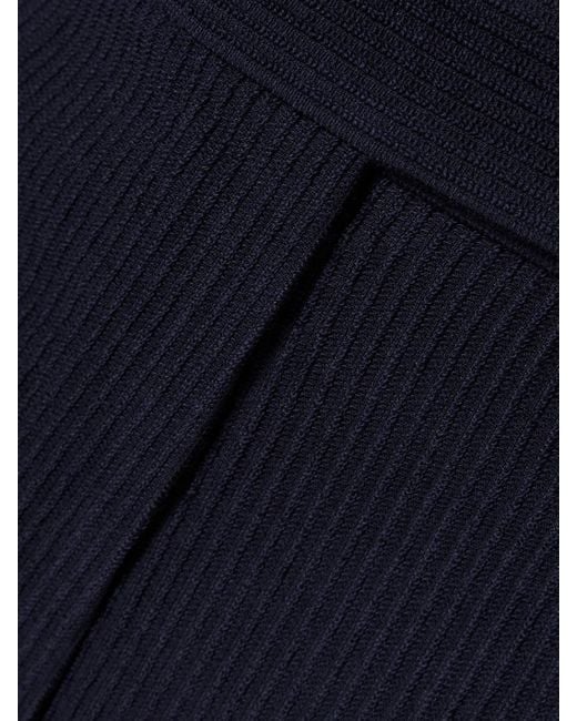 Max Mara Blue Osol Ribbed Wool-Blend Wide-Leg Pants