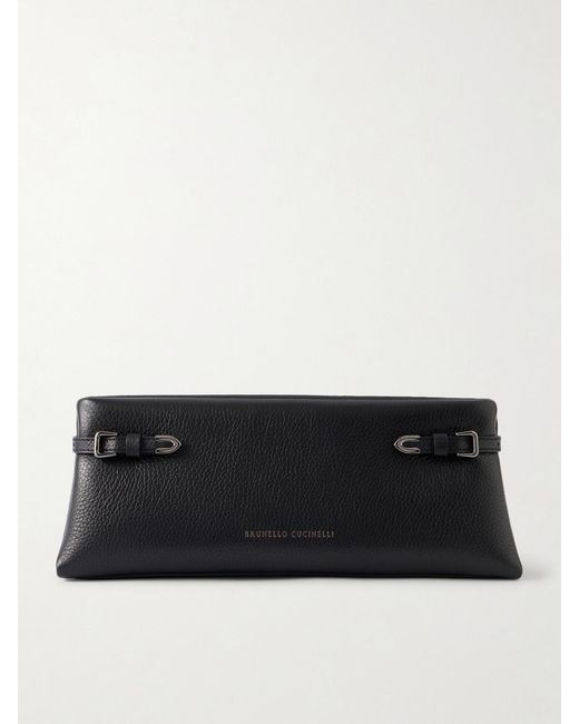 Brunello Cucinelli Black Textured-Leather Clutch