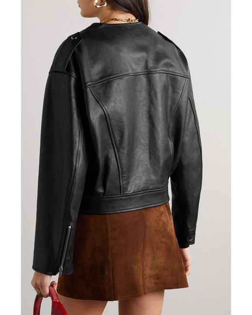 Isabel Marant Black Stylish Leather Jacket With Edgy Details For