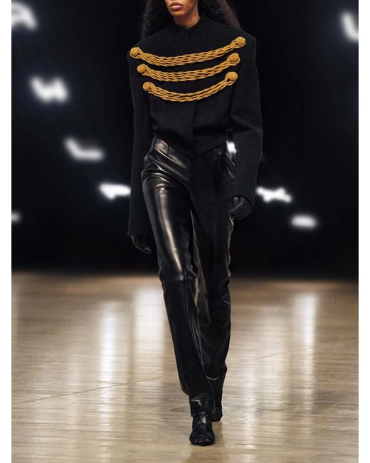 Khaite Black Ryden Leather Straight-Leg Pants