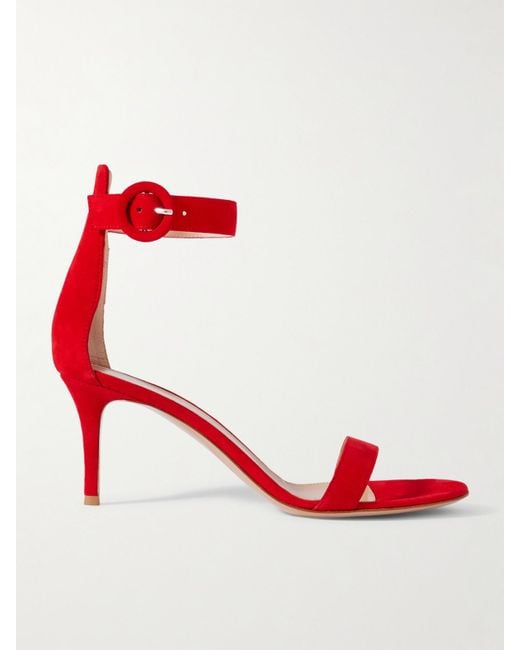 Gianvito Rossi Red Portofino 70 Suede Sandals