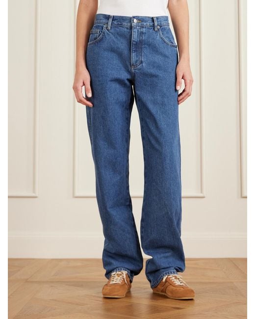 Matteau Blue Mid-Rise Straight-Leg Jeans