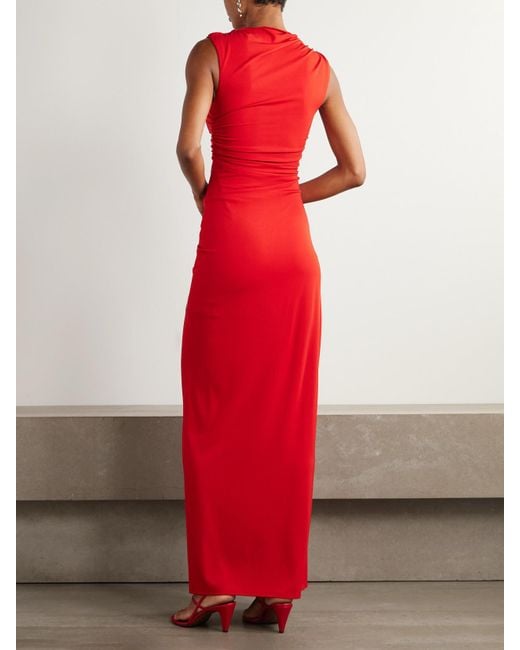 Jonathan Simkhai Red Blaine Robe Aus Jersey Mit Raffungen Und Verzierung