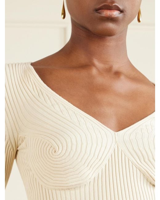 Stella McCartney Natural Ribbed Cotton-Blend Sweater