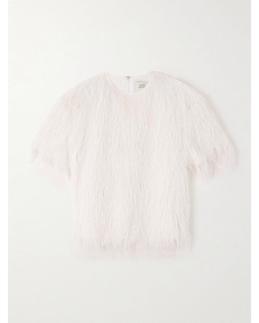 Loulou de Saison Natural Zaro Fringed Jersey Top