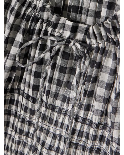 Doen Gray Ischia Midikleid Aus Baumwoll-Voile Mit Gingham-Karomuster Und Raffungen