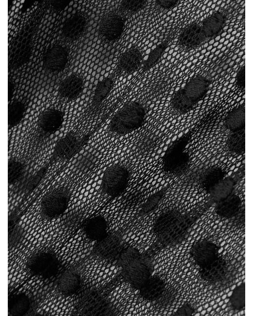Dries Van Noten Gray Polka-Dot Cotton-Blend Mesh Wide-Leg Pants