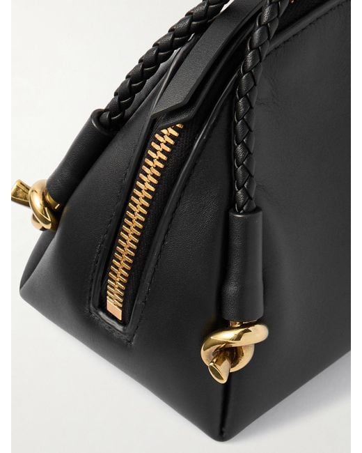 Bottega Veneta Black Concert Small Intrecciato Trimmed Leather Pouch