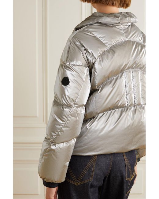 Moncler Gray Avoriaz Quilted Metallic Shell Down Jacket