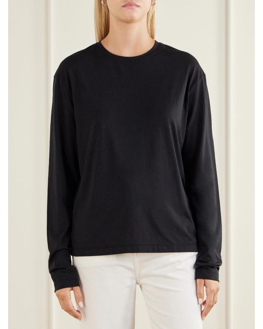 Totême Black Lyocell And Cotton-Blend Jersey T-Shirt