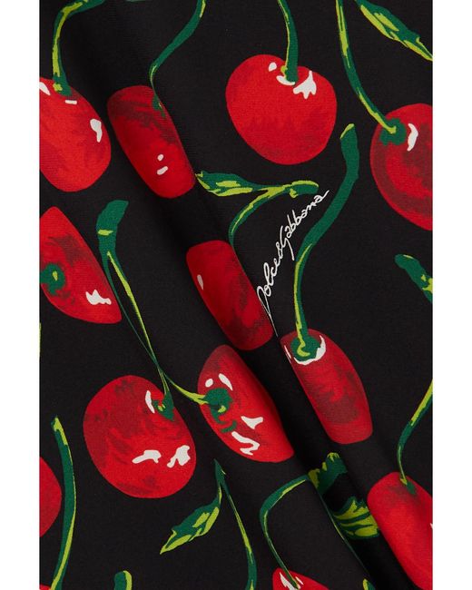 Dolce & Gabbana Red Printed Stretch-Silk Charmeuse Midi Dress