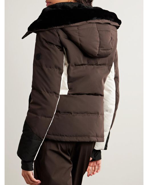 Yves Salomon Black Skijacke Aus Wattiertem Shell Mit Shearling-Besatz