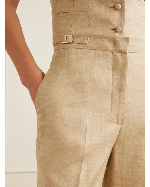 Gabriela Hearst Natural Vesta Wool, Silk And Linen-Blend Flared Pants