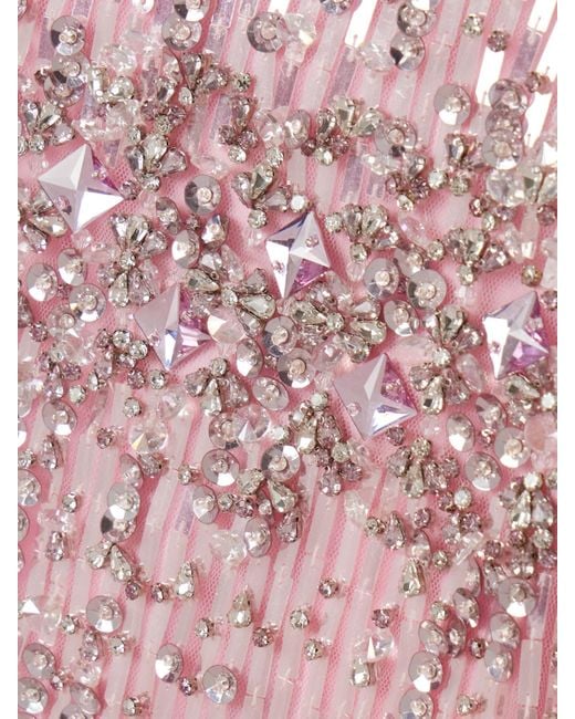 Jenny Packham Pink Cape-Effect Embellished Tulle Gown