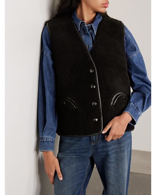 Blazé Milano Black Tatoosh Gliss Wendbare Jacke Aus Shearling Mit Lederbesätzen