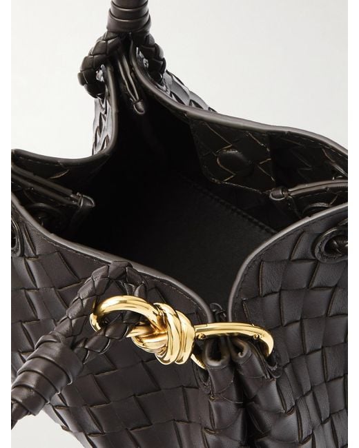 Bottega Veneta Black Parachute Small Intrecciato Leather Shoulder Bag