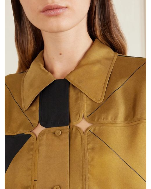 Calvin Klein Yellow Elowen Patchwork Silk-Twill Shirt