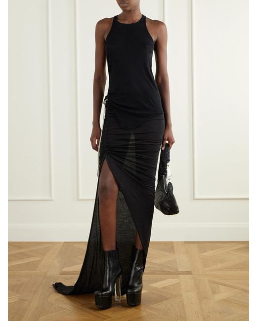 Rick Owens Black Beatle Kiss Leather Ankle Boots