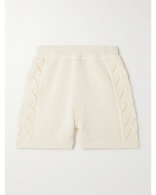 Loulou de Saison Natural Andel Cable And Pointelle-Knit Cotton Shorts