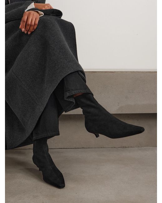 Totême Black Suede Ankle Boots