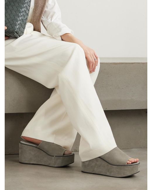 Brunello Cucinelli Gray Classic High Mule