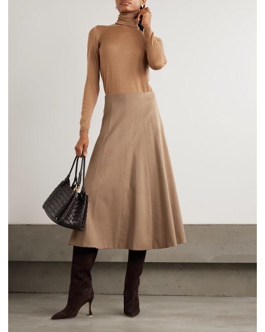 Jupe Midi En Poil De Chameau Geneve Max Mara en coloris Natural