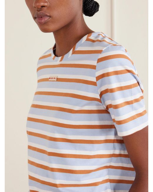 Marni Gray Appliquéd Striped Cotton-Jersey T-Shirt