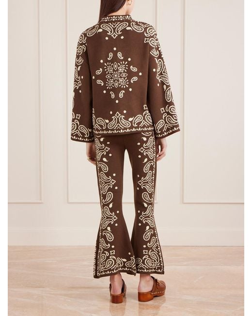 Farm Rio Brown Jacquard-Knit Sweater