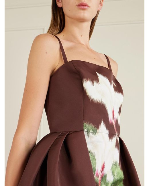 Oscar de la Renta Women's Brown Pleated Floral-Print Faille Midi Dress - www.disolcolor.com Oscar de la Renta Women's Brown Pleated Floral-Print Faille Midi Dress - www.disolcolor.com
