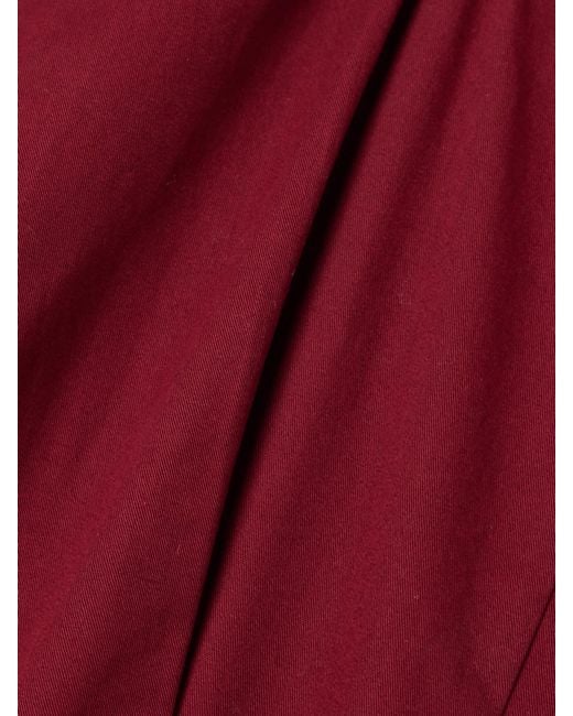 Proenza Schouler Red Ainsley Pleated Brushed Cotton-Blend Twill Midi Dress
