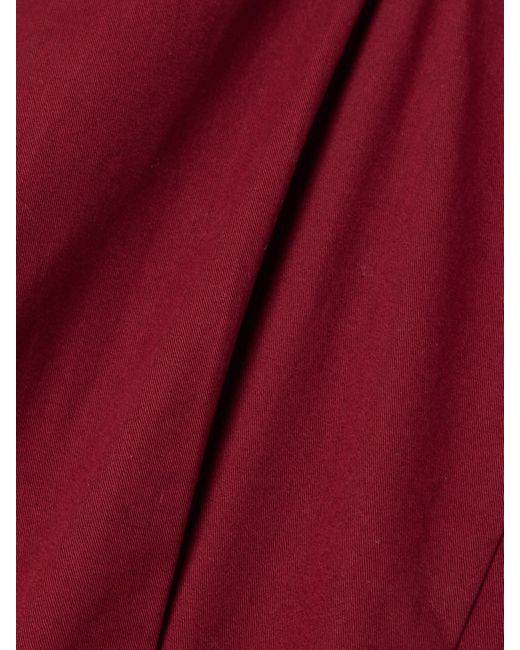 Proenza Schouler Red Ainsley Pleated Brushed Cotton-Blend Twill Midi Dress